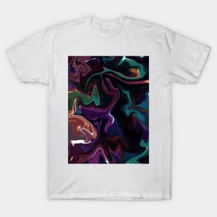 Jewel Tones Silk Marble - Orange, Teal, Blue, Green, Purple, Red Liquid Paint Pattern T-Shirt